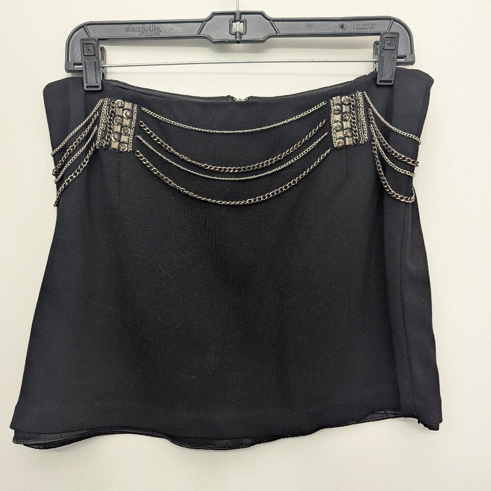 BNWOT LaRok Luxe black miniskirt with chains
